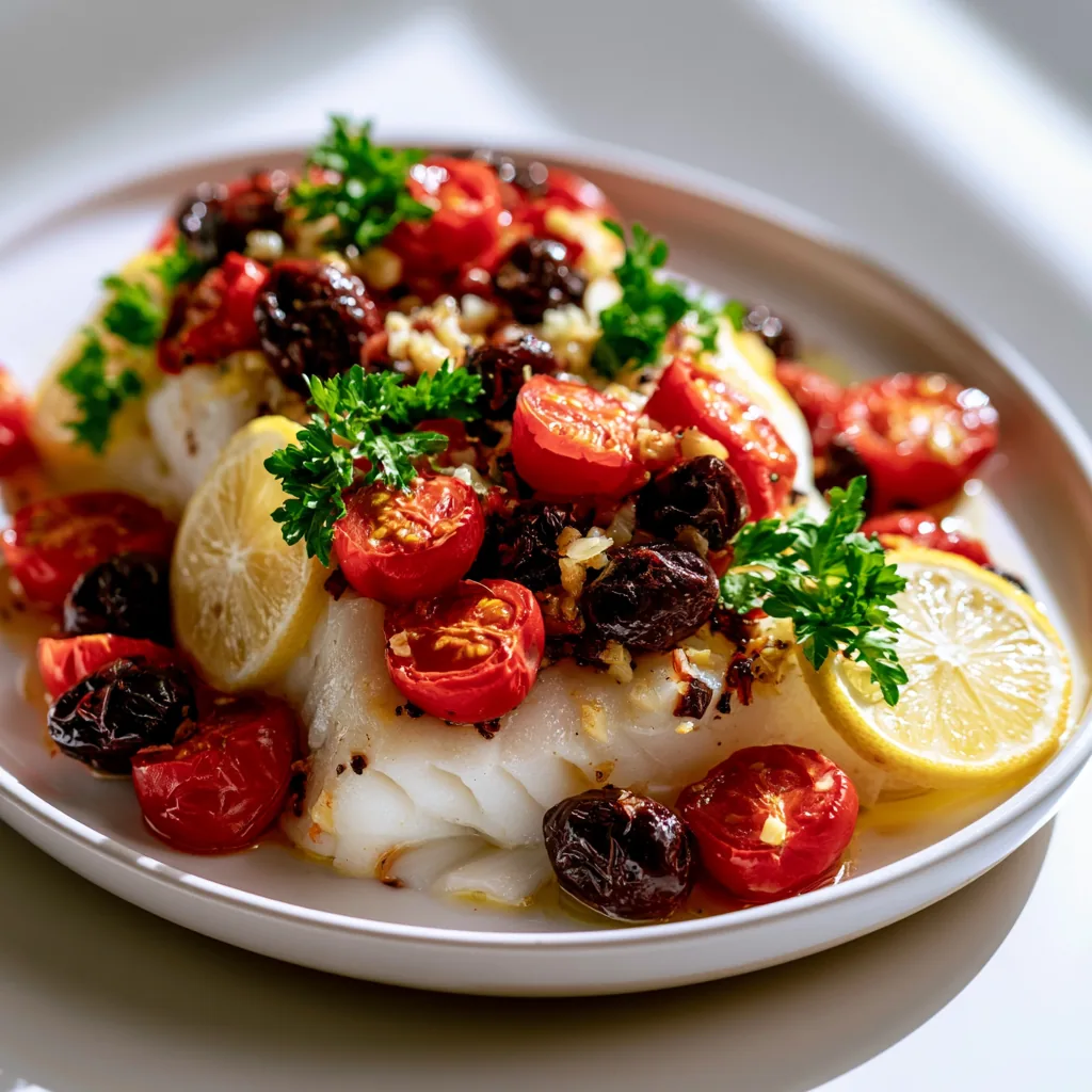 Baked Cod with Olives and Tomatoes