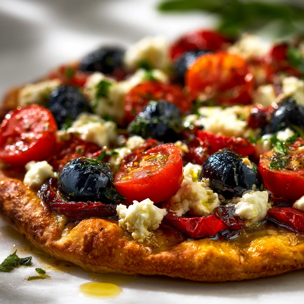 Mediterranean Flatbread with Feta and Olives