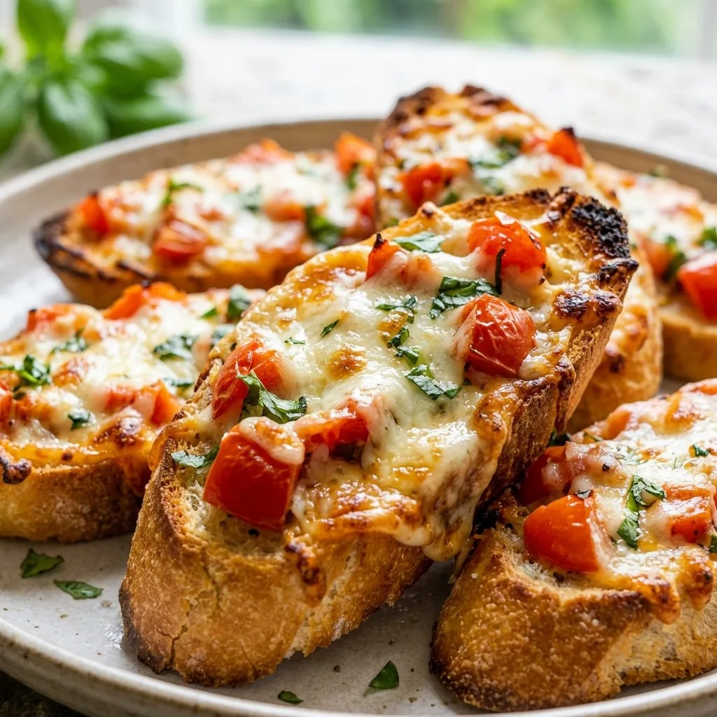 Cheesy Baked Bruschetta Toasts