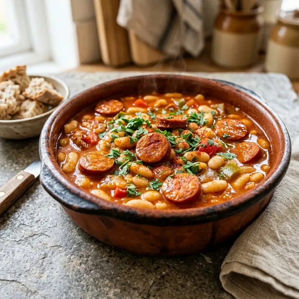 Spanish White Bean Stew with Chorizo Sausage