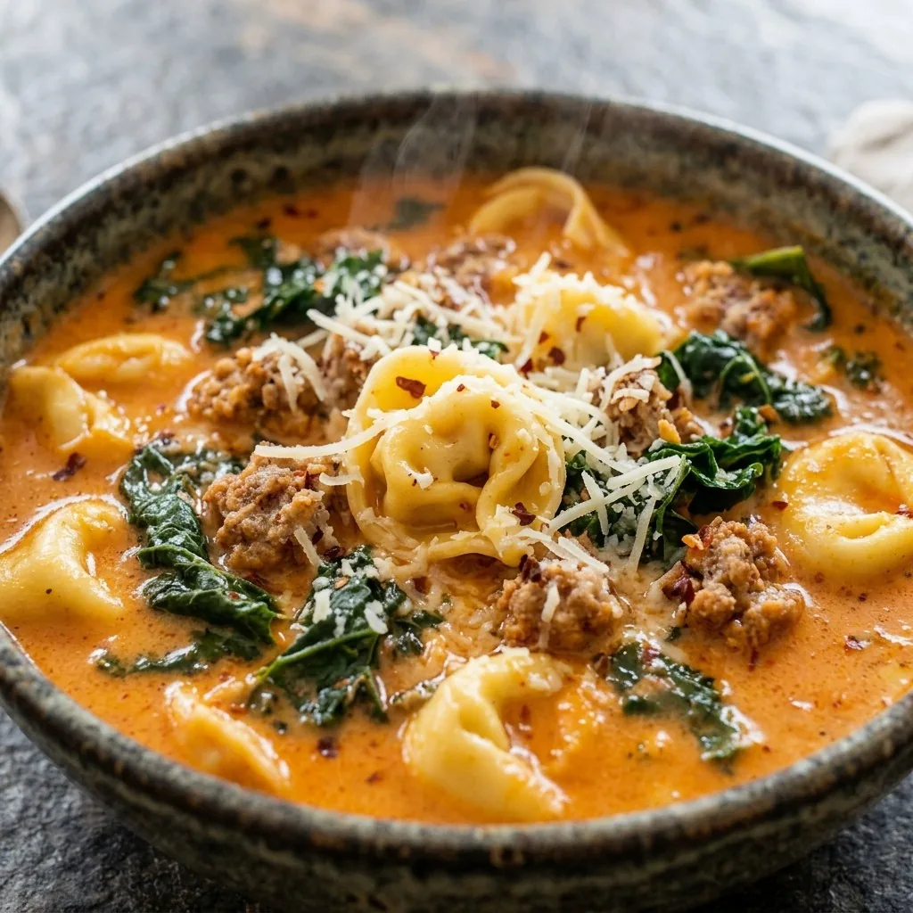 Tortellini Soup with Italian Sausage and Kale