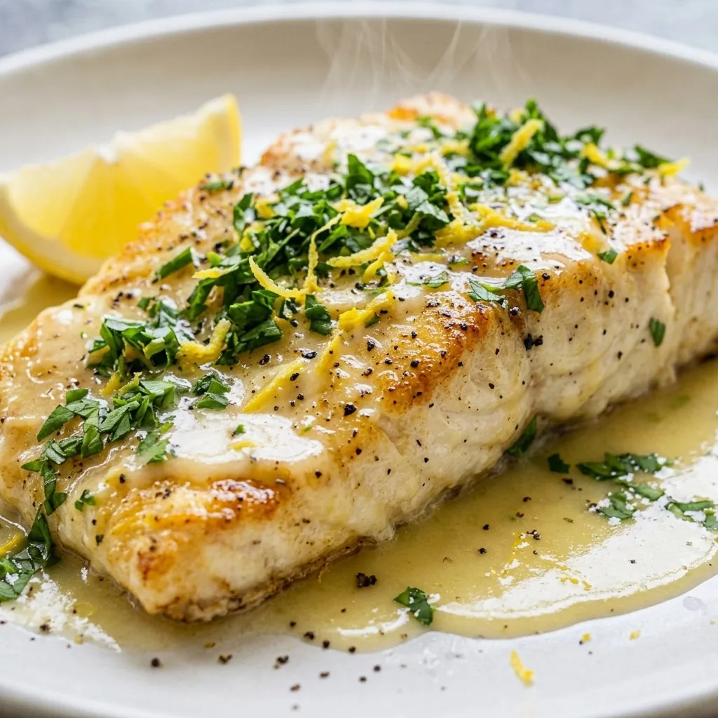 Baked Halibut with Lemon Butter Sauce