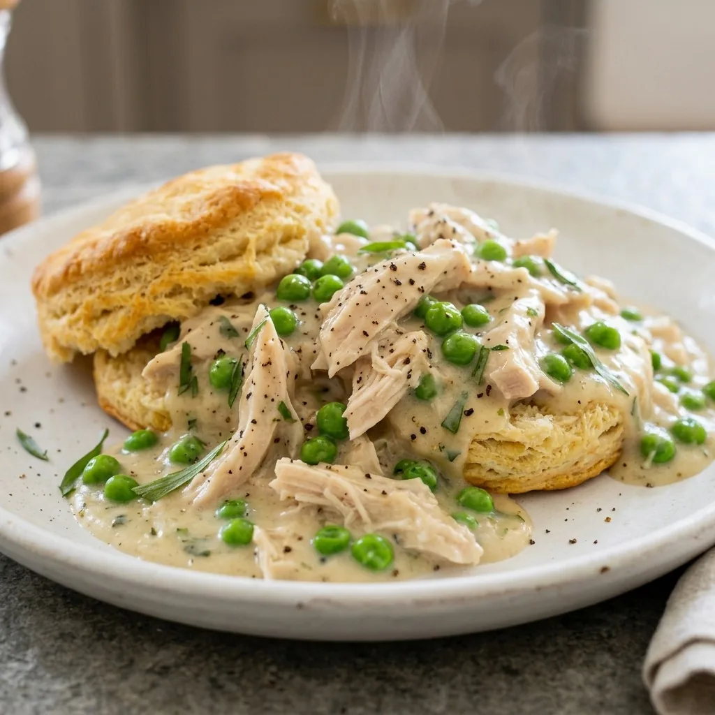 Creamed Chicken Over Biscuits