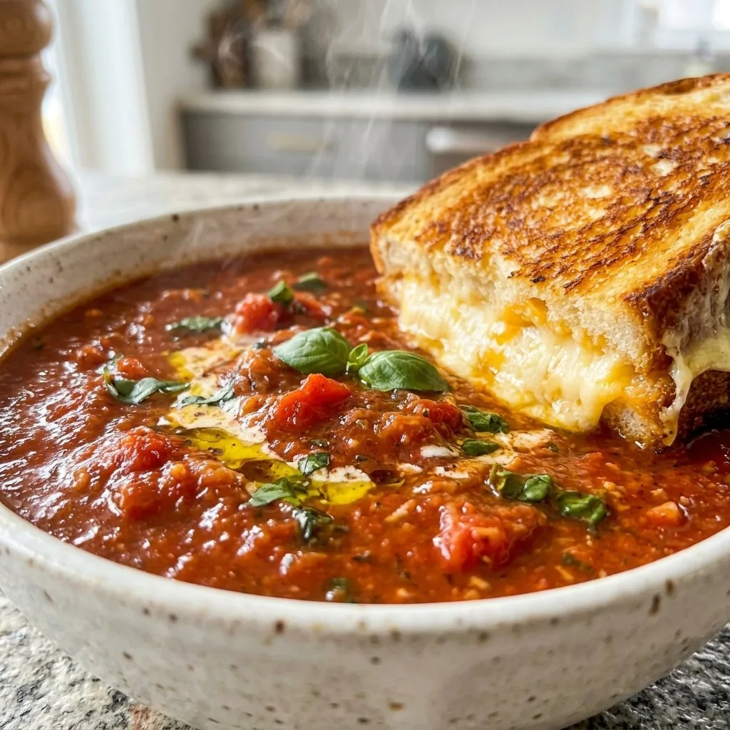 Grilled Cheese Sandwiches and Rustic Tomato Basil Soup