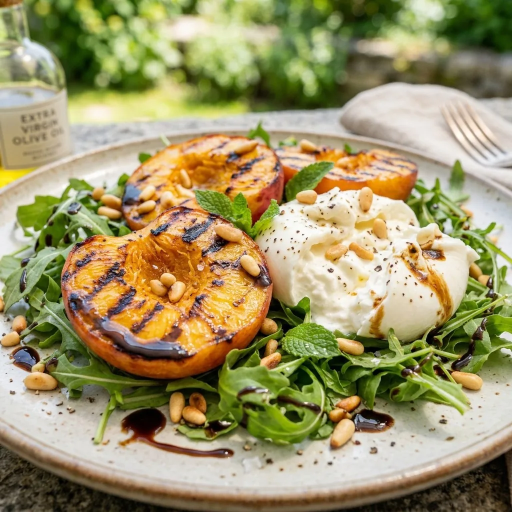 Grilled Peach and Burrata Salad