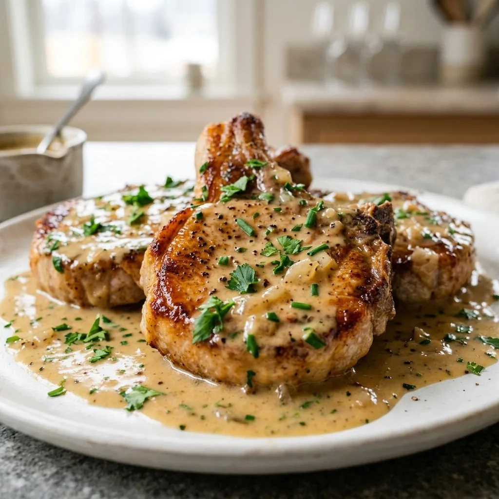 Pork Chops with Dijon Herb Sauce