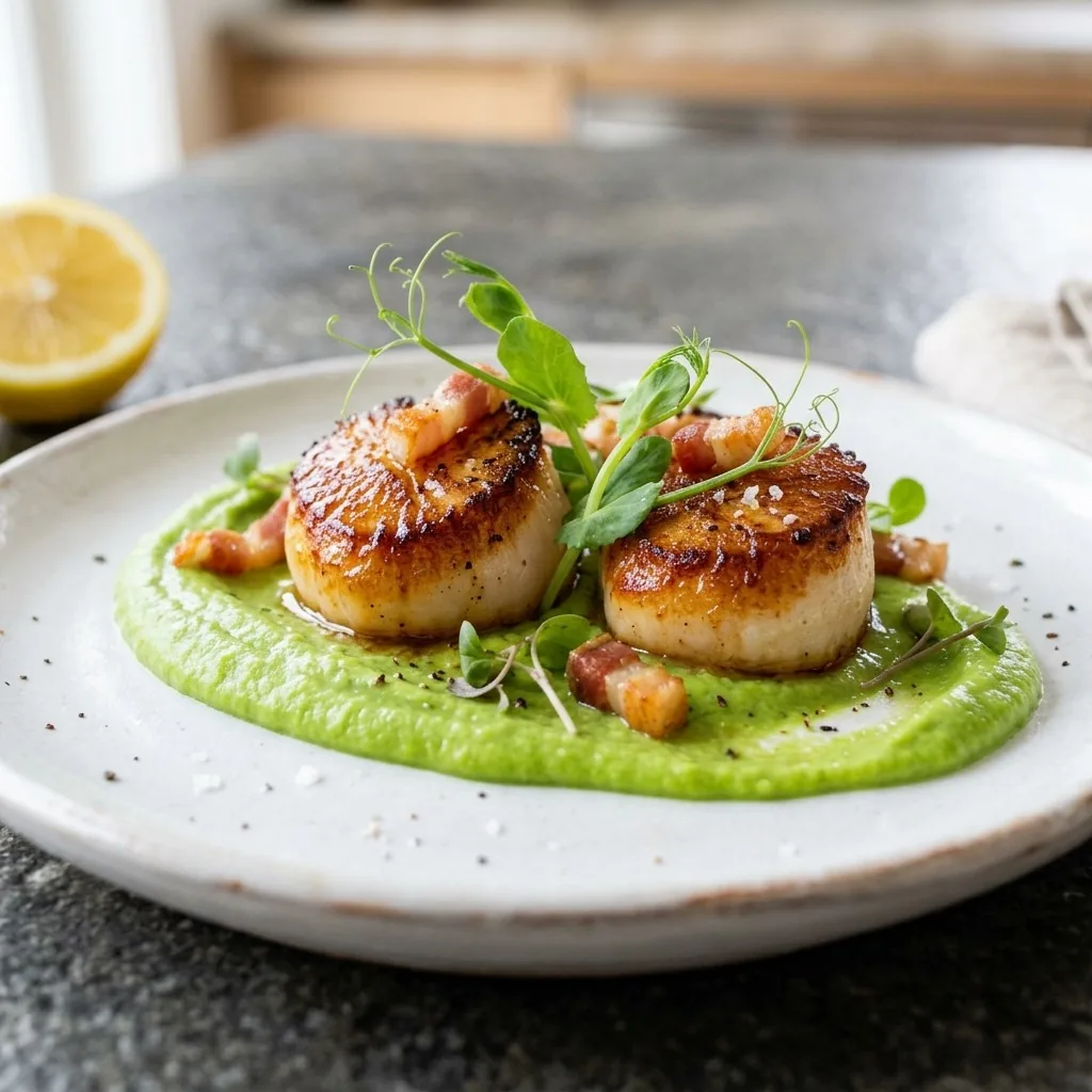 Seared Scallops with Pea Puree