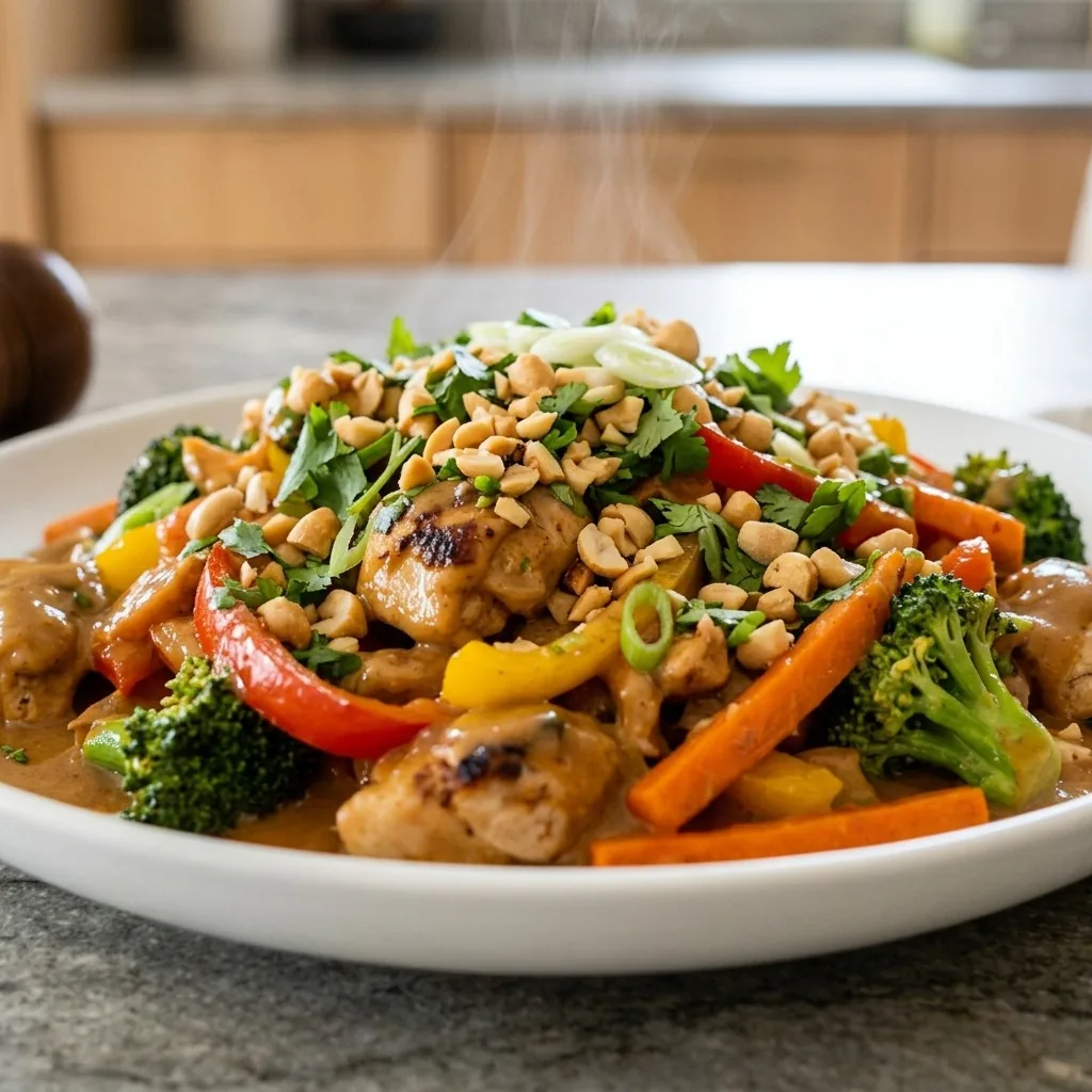 Easy Healthy Chicken Stir Fry with Peanut Sauce